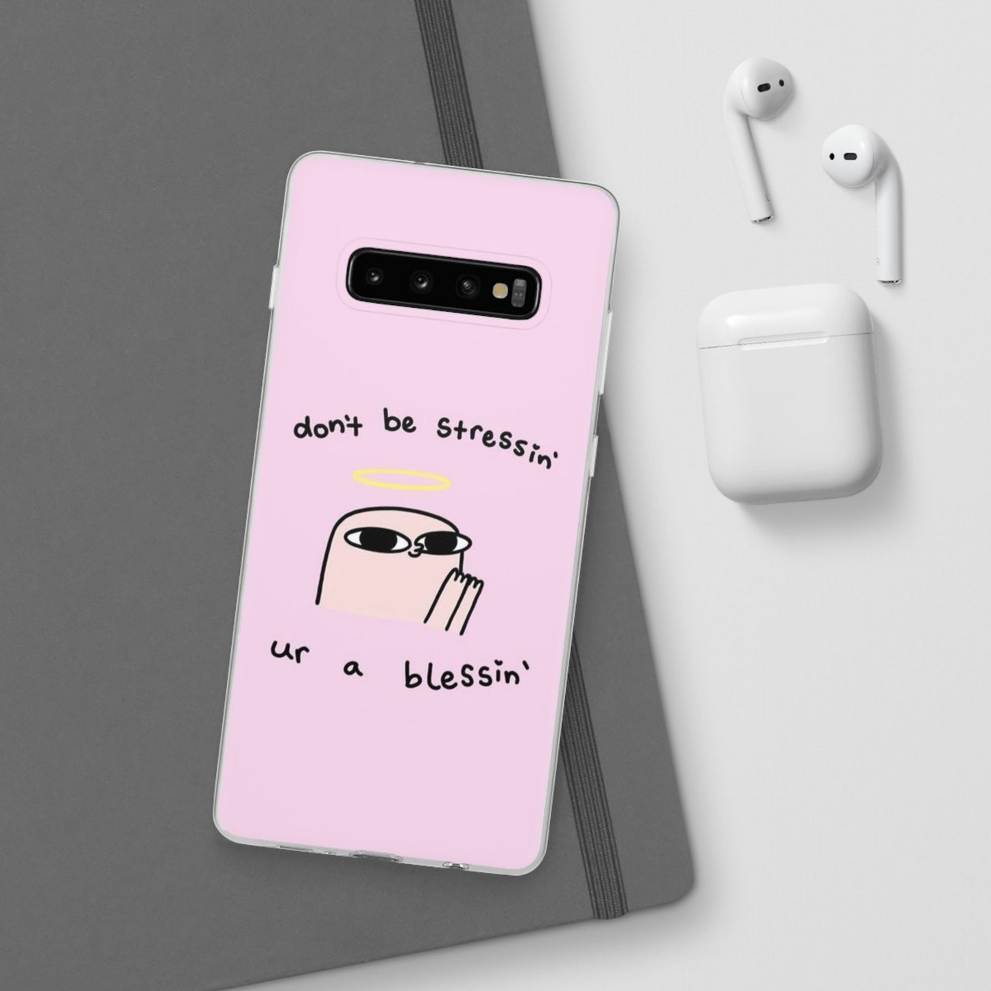 Cute Stress Relief Phone Case, Motivational Flexi Case, Gift for Friends, Phone Cover, Modern Art Case