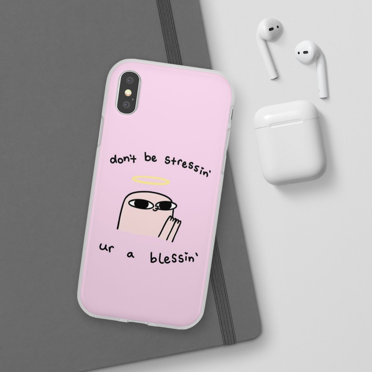 Cute Stress Relief Phone Case, Motivational Flexi Case, Gift for Friends, Phone Cover, Modern Art Case