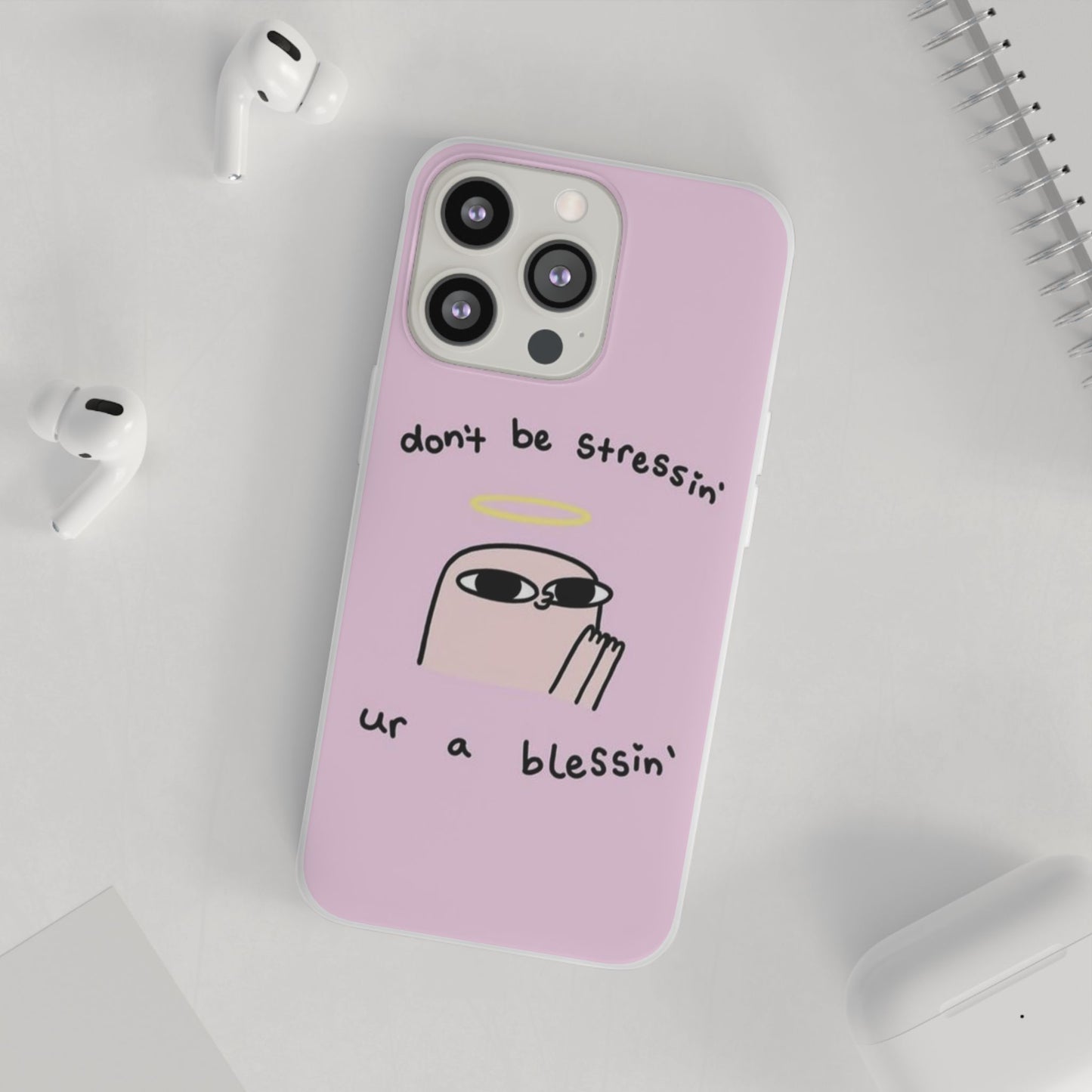 Cute Stress Relief Phone Case, Motivational Flexi Case, Gift for Friends, Phone Cover, Modern Art Case