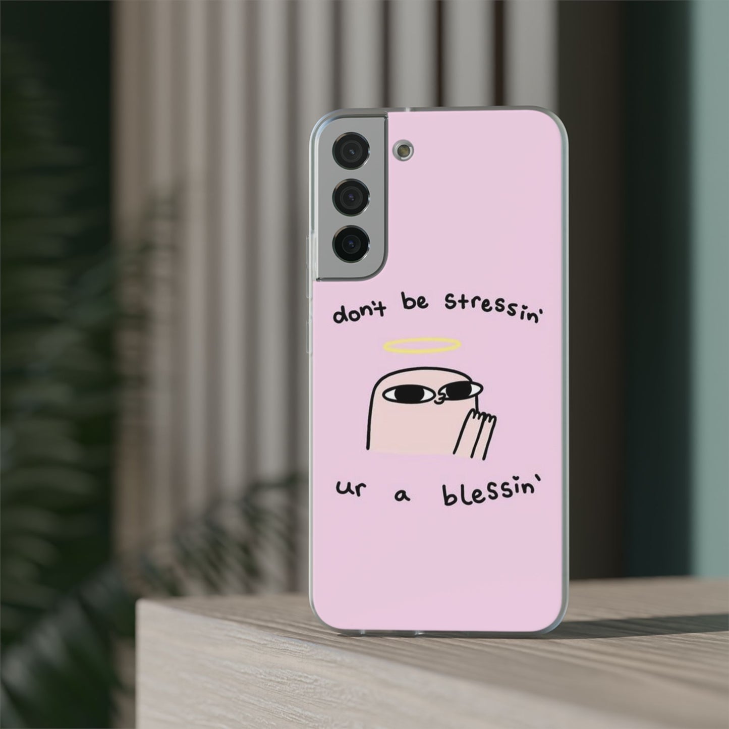 Cute Stress Relief Phone Case, Motivational Flexi Case, Gift for Friends, Phone Cover, Modern Art Case