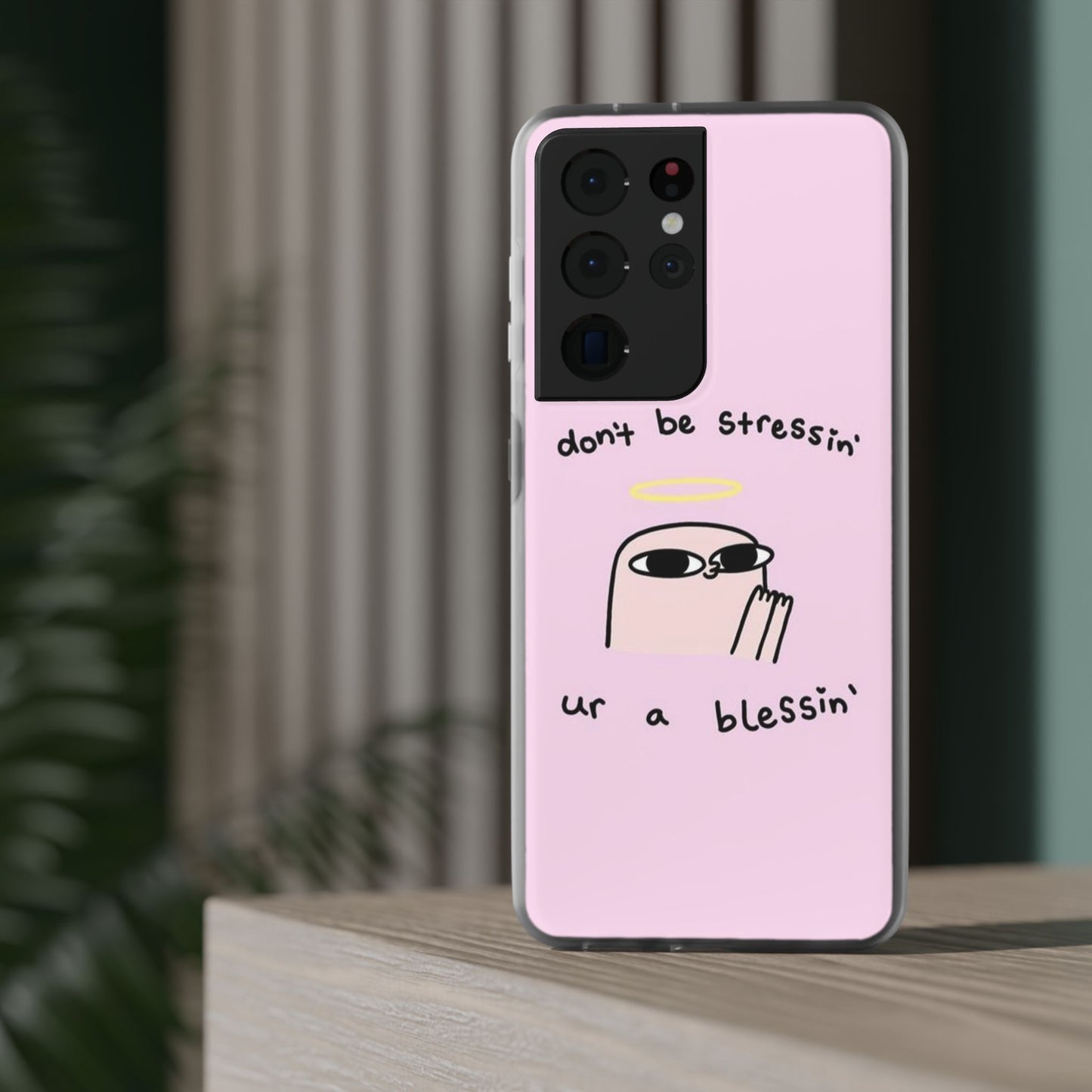 Cute Stress Relief Phone Case, Motivational Flexi Case, Gift for Friends, Phone Cover, Modern Art Case