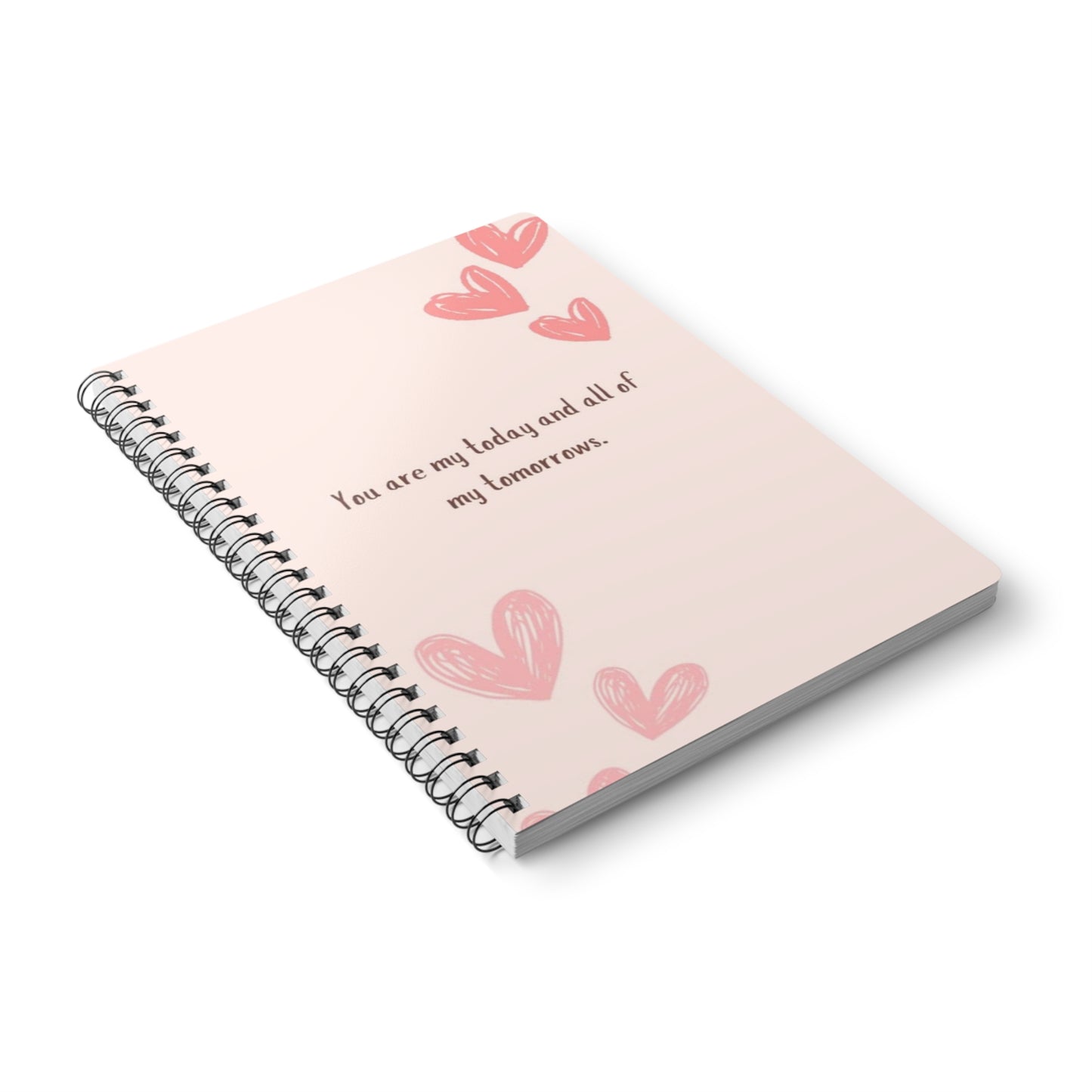 Romantic Spiral Notebook, Inspirational Journal, Love Notes Diary, Gift for Her, Heart Design Stationery