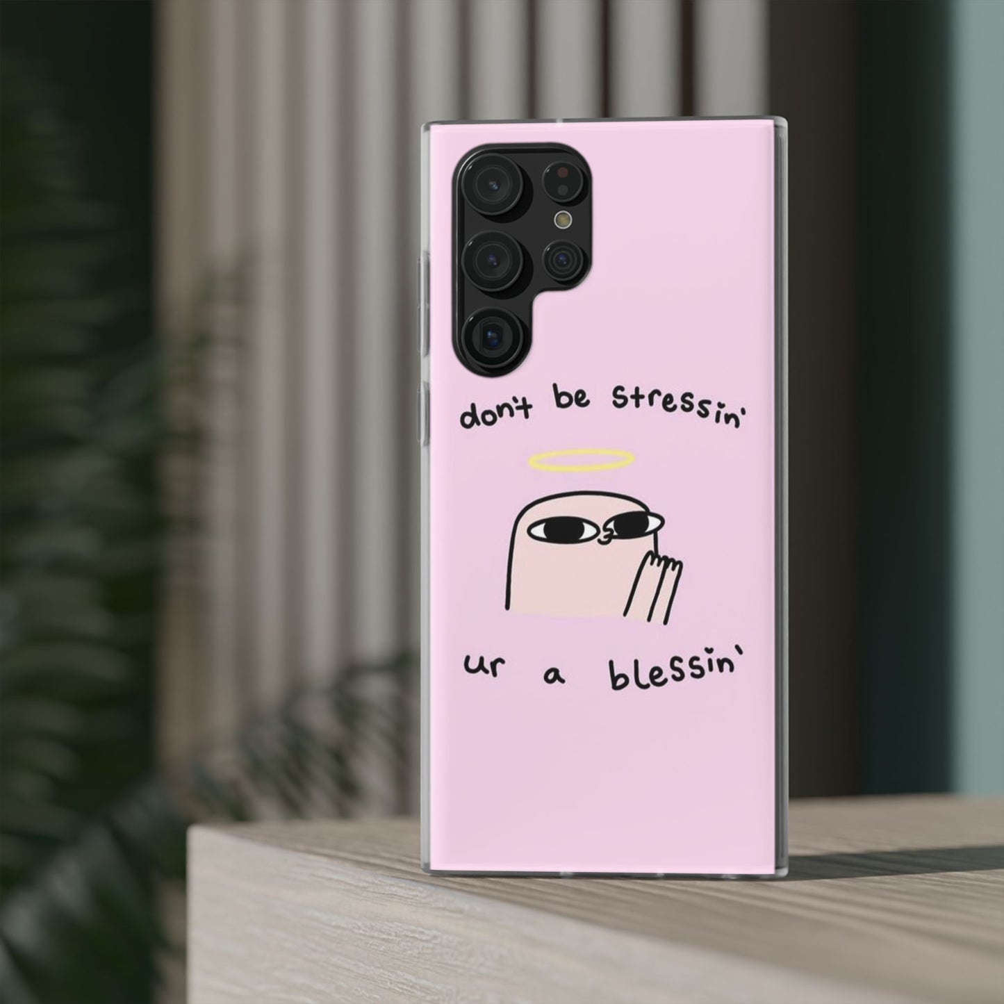 Cute Stress Relief Phone Case, Motivational Flexi Case, Gift for Friends, Phone Cover, Modern Art Case