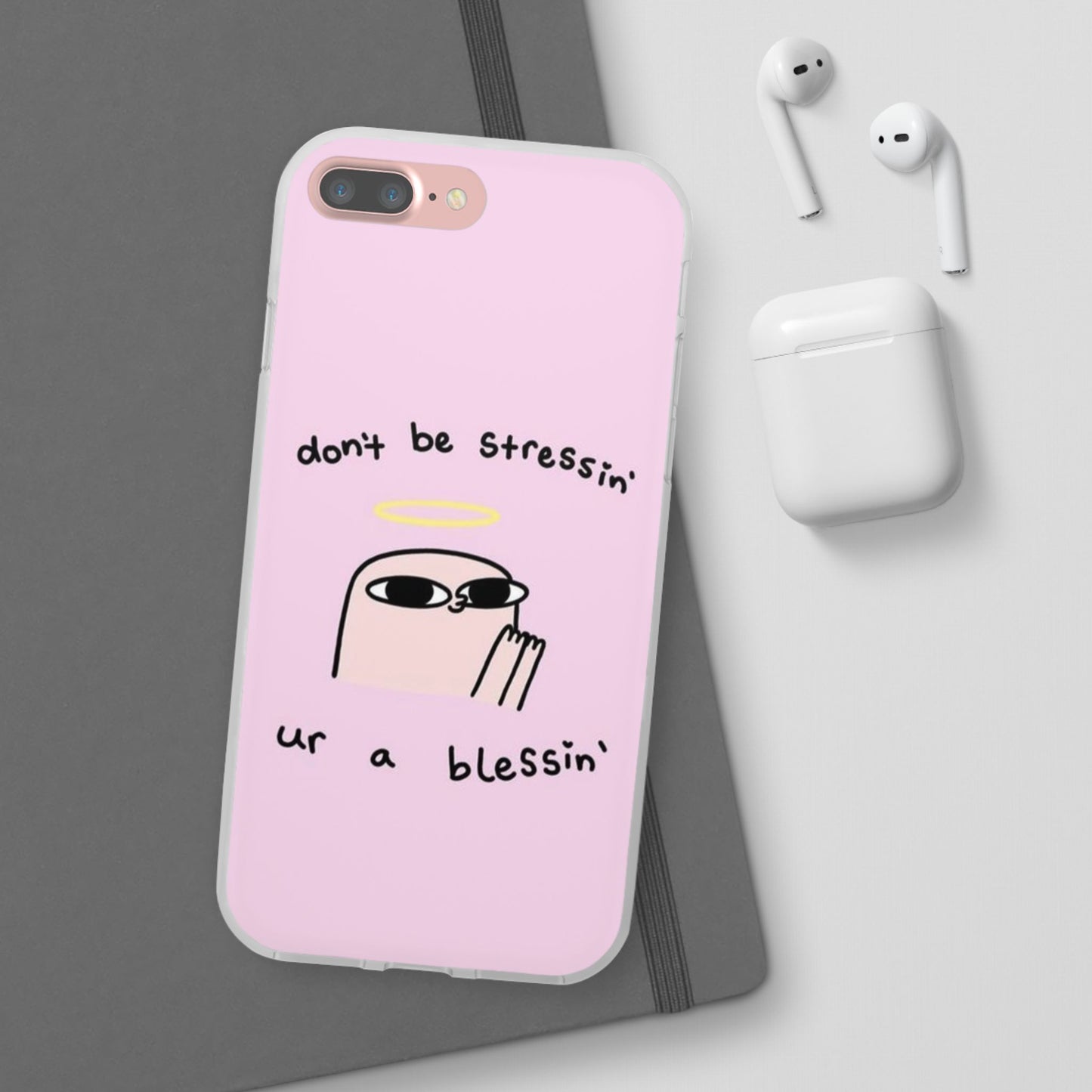 Cute Stress Relief Phone Case, Motivational Flexi Case, Gift for Friends, Phone Cover, Modern Art Case