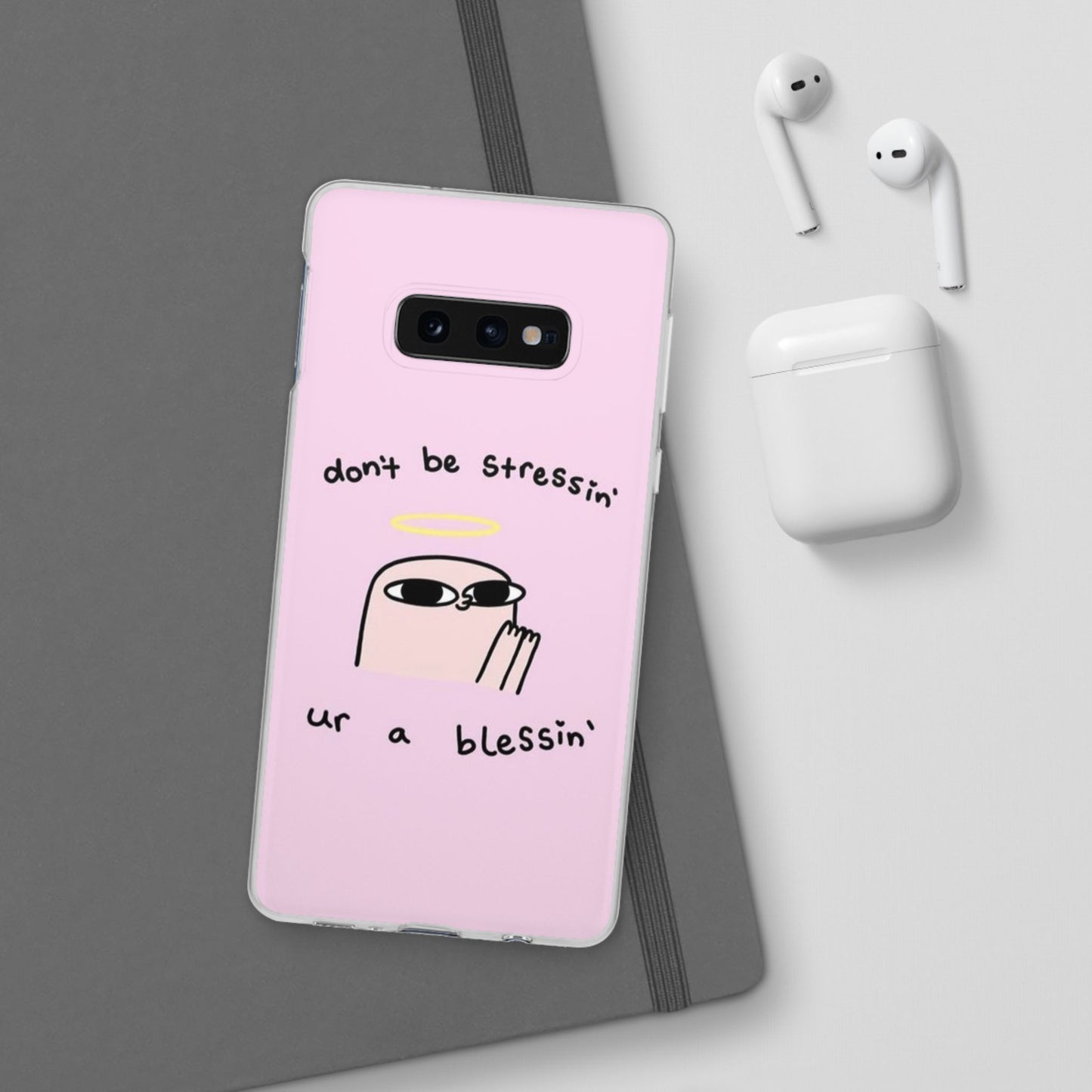 Cute Stress Relief Phone Case, Motivational Flexi Case, Gift for Friends, Phone Cover, Modern Art Case