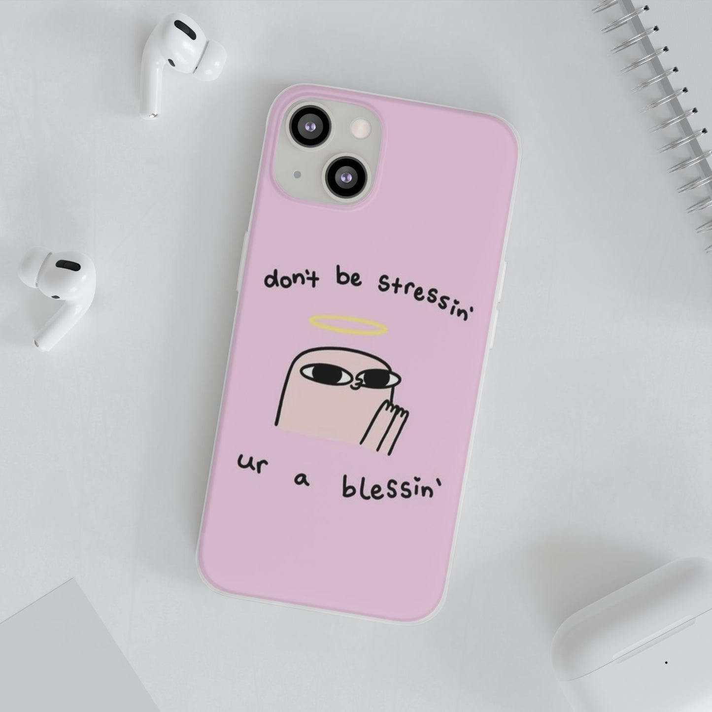 Cute Stress Relief Phone Case, Motivational Flexi Case, Gift for Friends, Phone Cover, Modern Art Case
