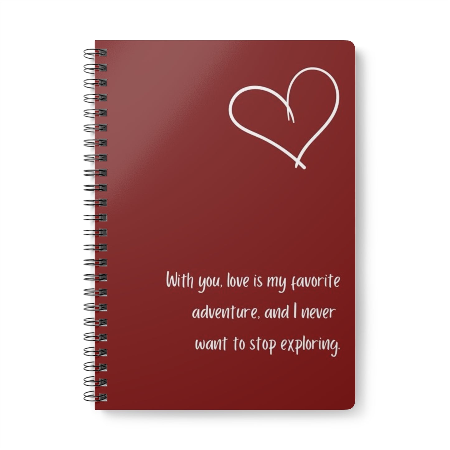 Romantic Adventure Wirobound Notebook, A5 Softcover Journal, Love Quote Stationery, Gift for Writers, Couples, Travelers