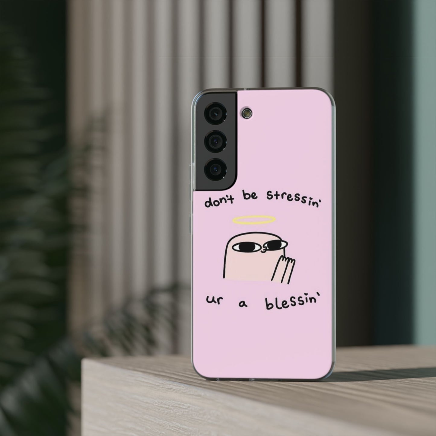 Cute Stress Relief Phone Case, Motivational Flexi Case, Gift for Friends, Phone Cover, Modern Art Case