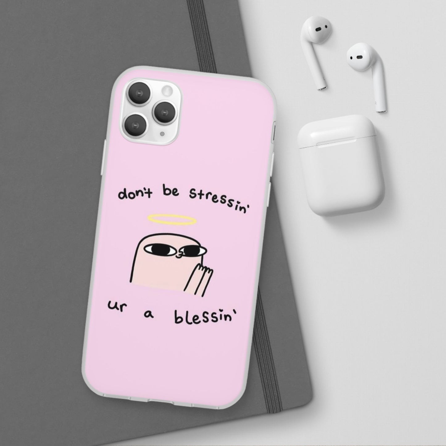 Cute Stress Relief Phone Case, Motivational Flexi Case, Gift for Friends, Phone Cover, Modern Art Case
