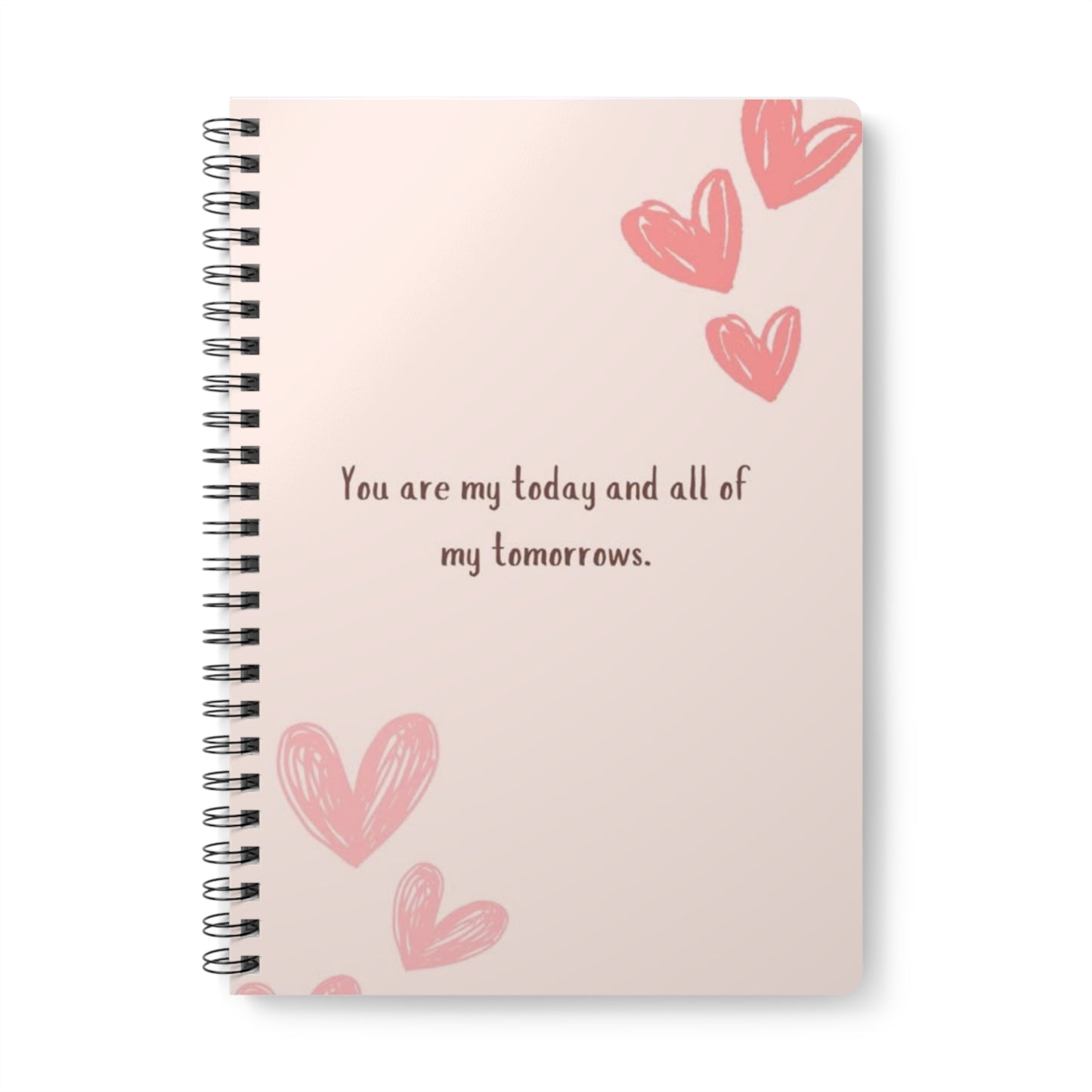 Romantic Spiral Notebook, Inspirational Journal, Love Notes Diary, Gift for Her, Heart Design Stationery