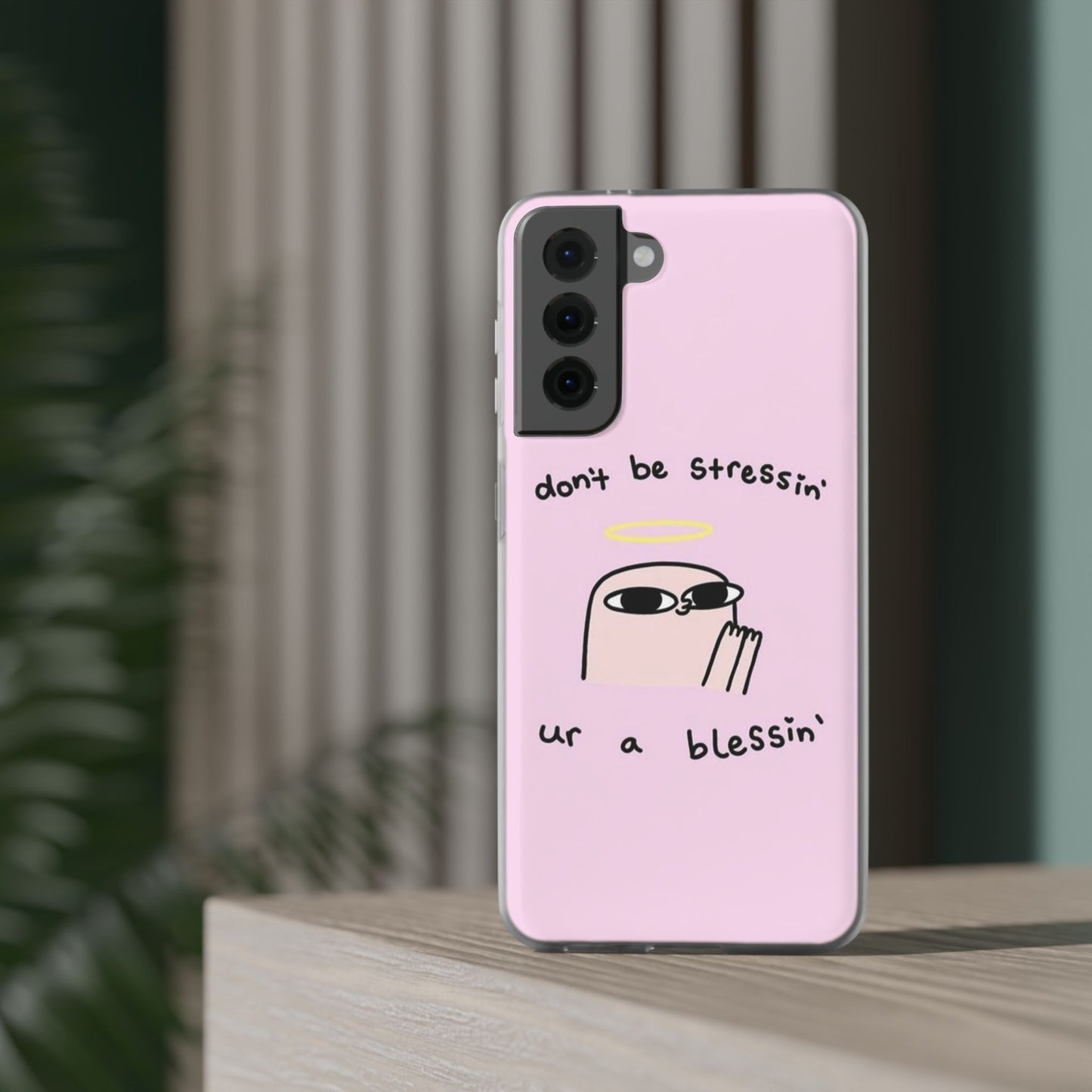 Cute Stress Relief Phone Case, Motivational Flexi Case, Gift for Friends, Phone Cover, Modern Art Case