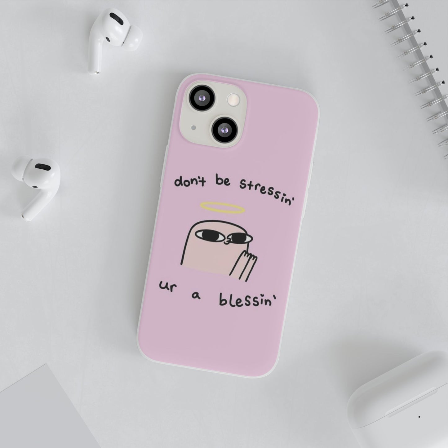 Cute Stress Relief Phone Case, Motivational Flexi Case, Gift for Friends, Phone Cover, Modern Art Case