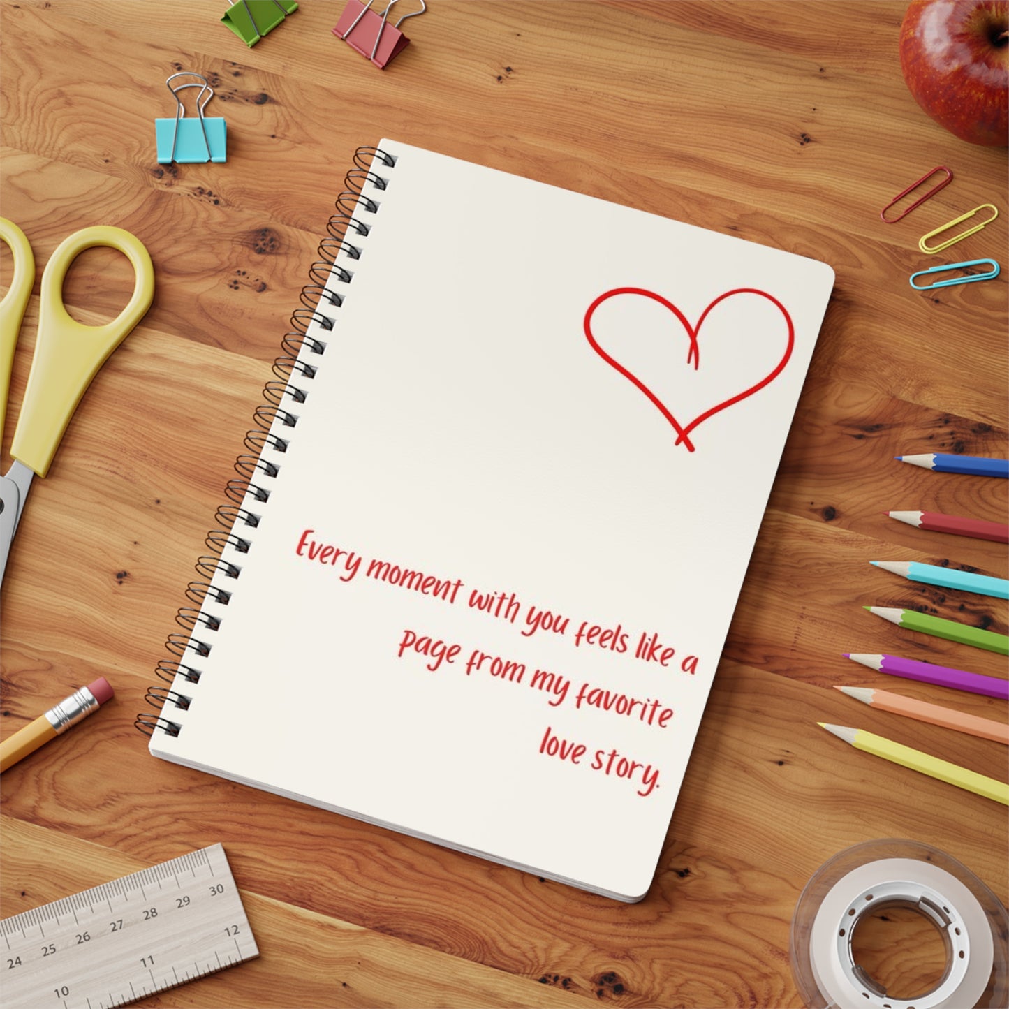 Romantic Wirobound Notebook, Love Story Journal, A5 Softcover for Couples, Gifts for Her, Valentine's Day, Wedding Planner, Writing