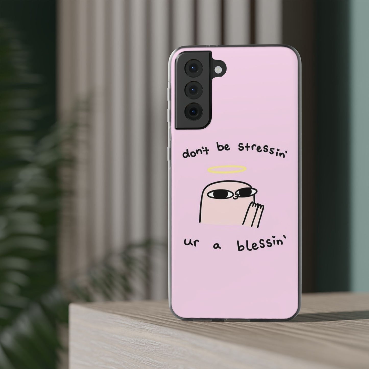 Cute Stress Relief Phone Case, Motivational Flexi Case, Gift for Friends, Phone Cover, Modern Art Case