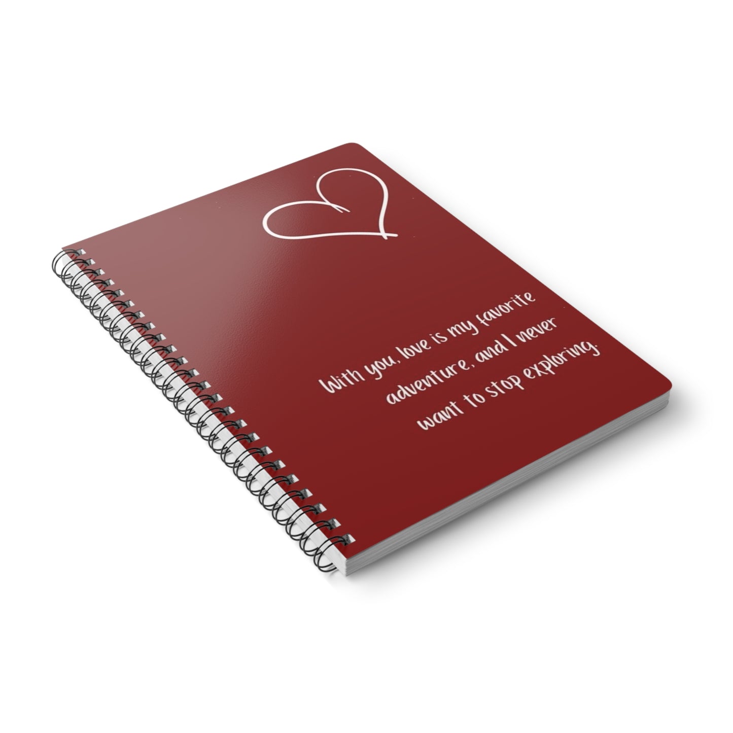 Romantic Adventure Wirobound Notebook, A5 Softcover Journal, Love Quote Stationery, Gift for Writers, Couples, Travelers