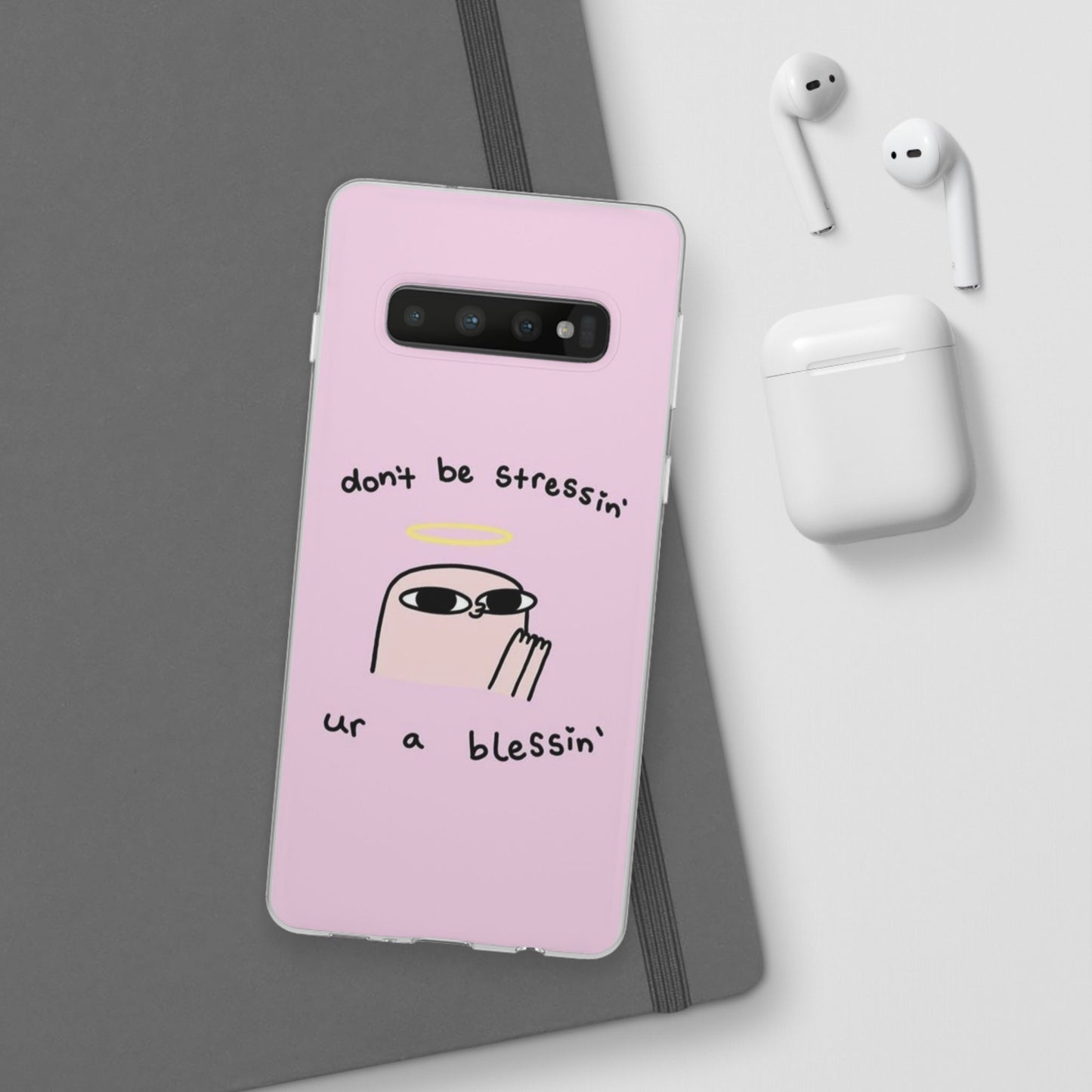 Cute Stress Relief Phone Case, Motivational Flexi Case, Gift for Friends, Phone Cover, Modern Art Case