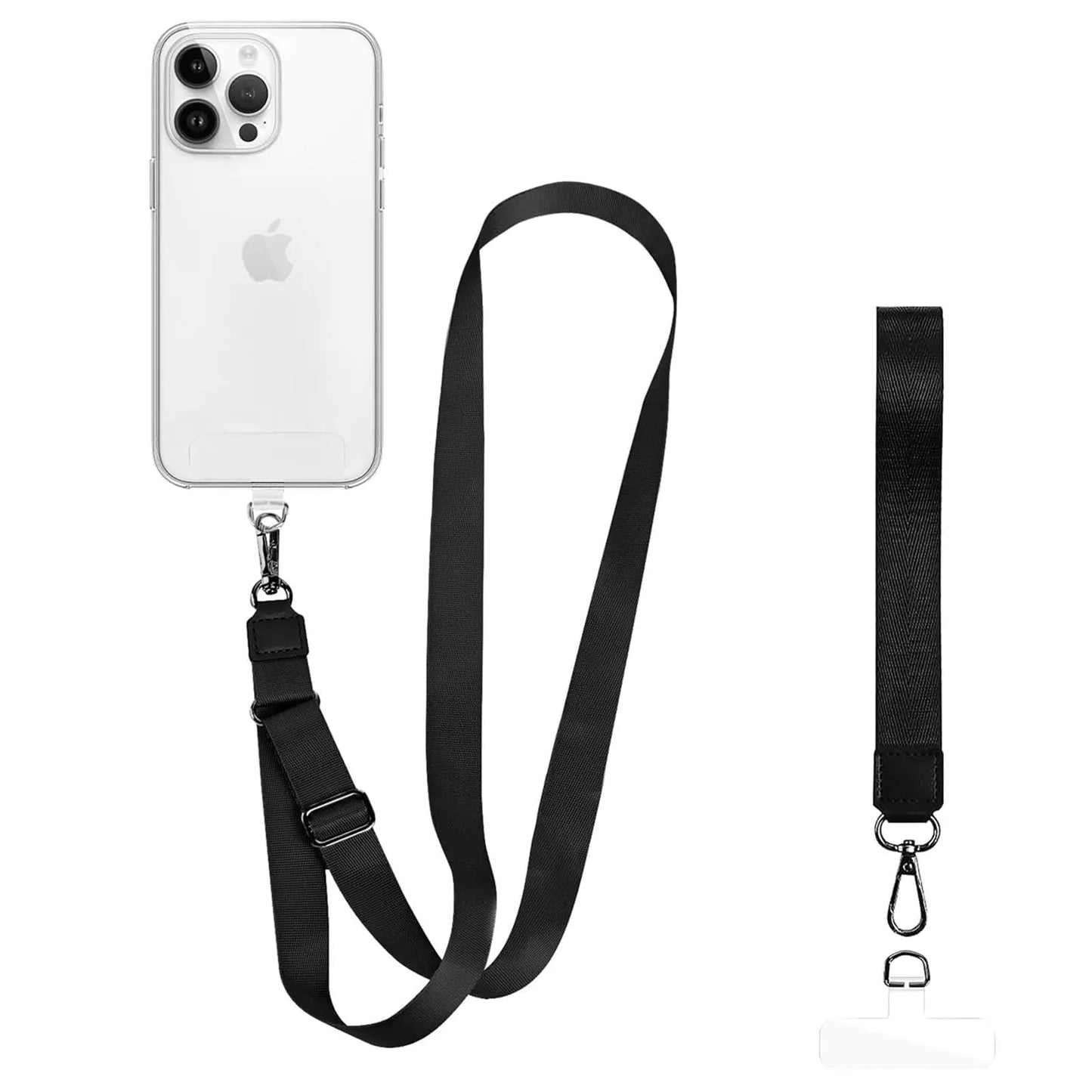 MOLOPPO Phone Lanyard 1 Pack 1× Adjustable Neck Strap 1× Wrist Strap 2× Phone Clips,Phone Strap Crossbody,Cell Phone Lanyard phone Lanyard Phone Tether Anti Theft Phone Strap Accessories(Black