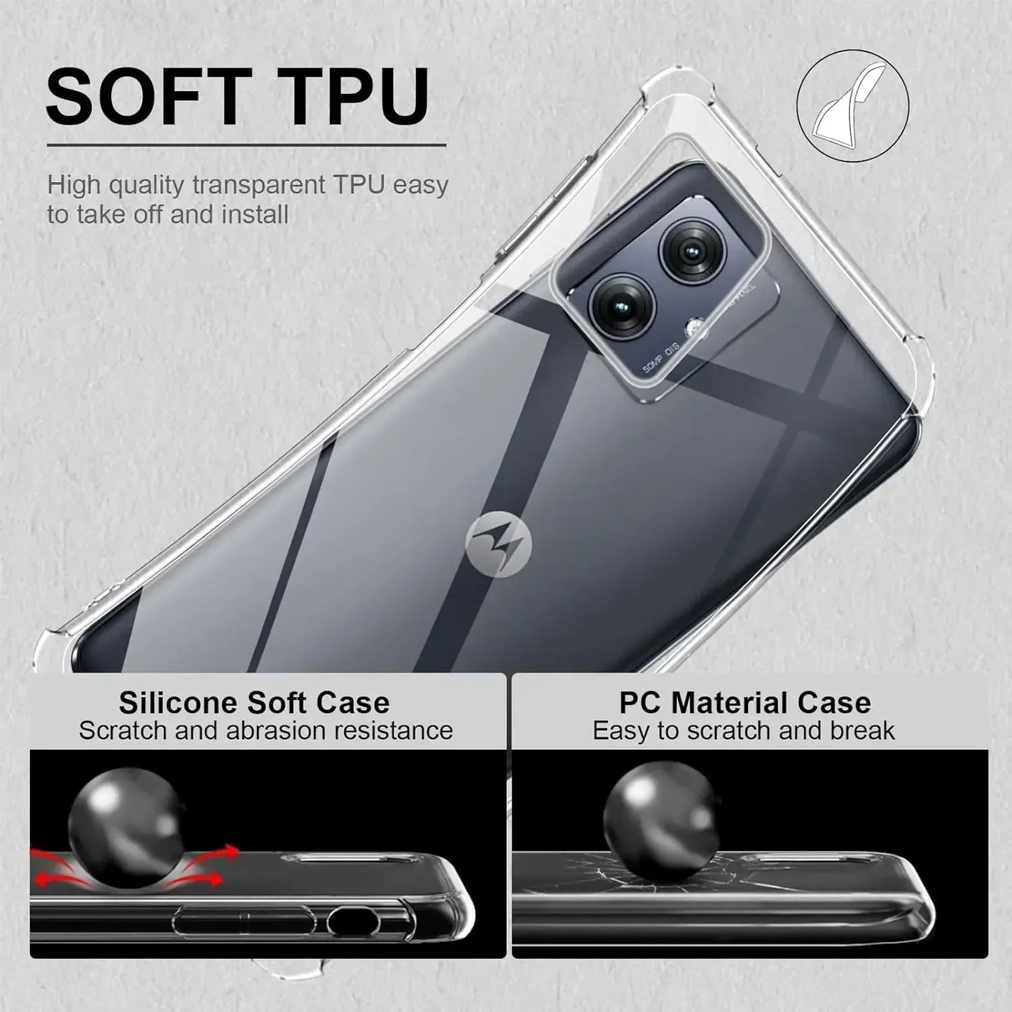 Clear Shockproof Phone Case For Motorola Moto G24 G34 G04 G14 G54 5G G84 5G G13 G23 G53 G73 Case Back Cover Slim TPU Thick Shell