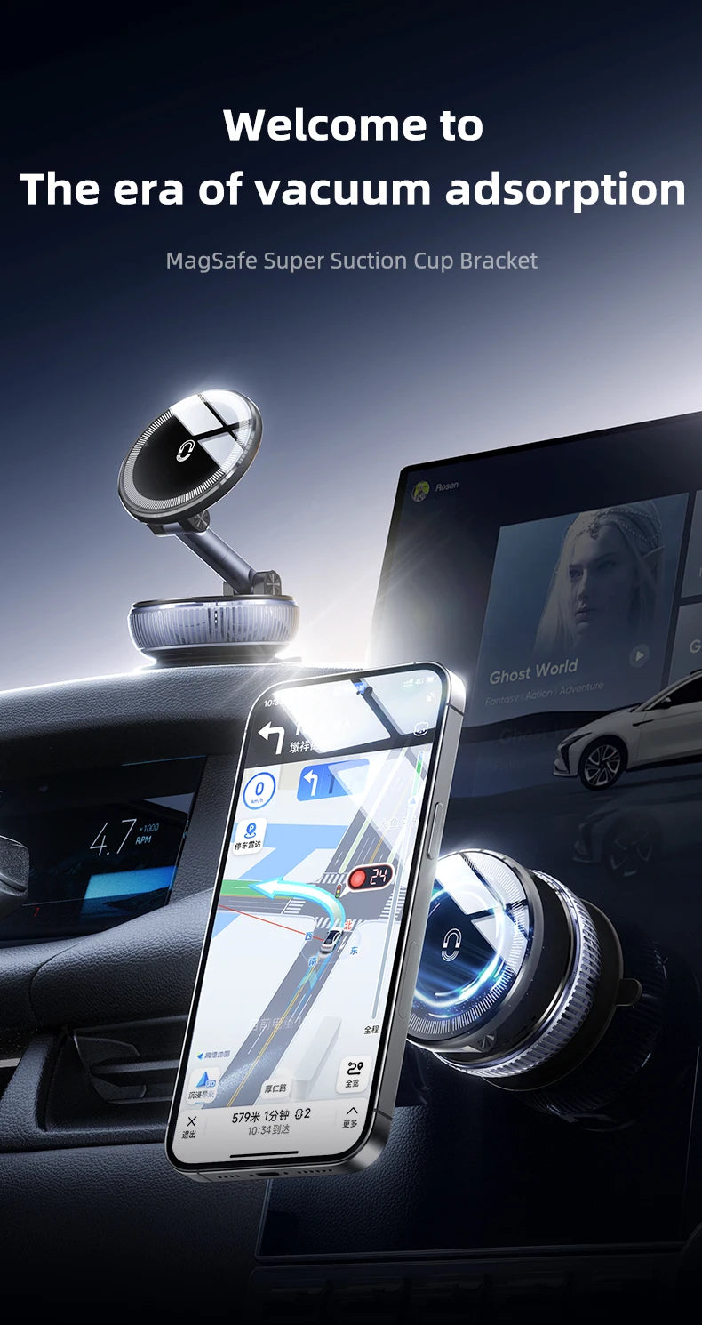 Upgraded Vacuum Magnetic Phone Holder Stand, for Magsafe Suction Cup Phone MountAdjustable Swivel Lock, for Your Car/Gym/Mirror