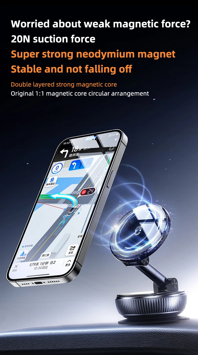 Upgraded Vacuum Magnetic Phone Holder Stand, for Magsafe Suction Cup Phone MountAdjustable Swivel Lock, for Your Car/Gym/Mirror