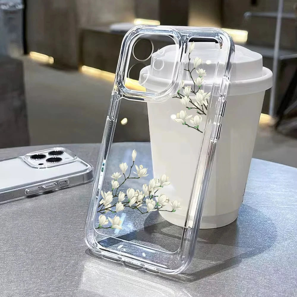 Case For iPhone 11 Case iPhone 17 Pro Max Case For iPhone 16 Pro 12 14 13 15 Pro Max XR XS 7 8 15 Plus Cover Flower Soft Fundas