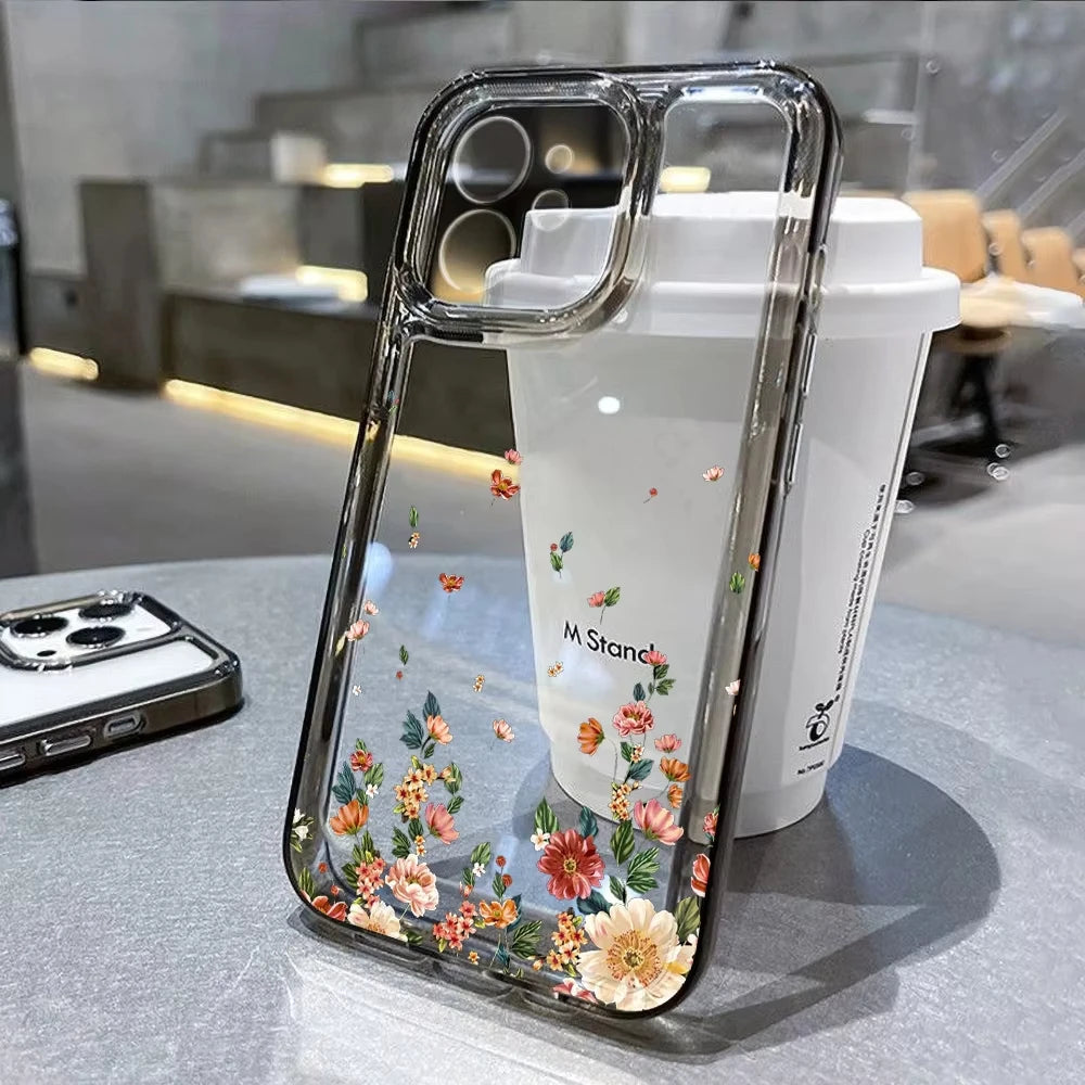 Case For iPhone 11 Case iPhone 17 Pro Max Case For iPhone 16 Pro 12 14 13 15 Pro Max XR XS 7 8 15 Plus Cover Flower Soft Fundas