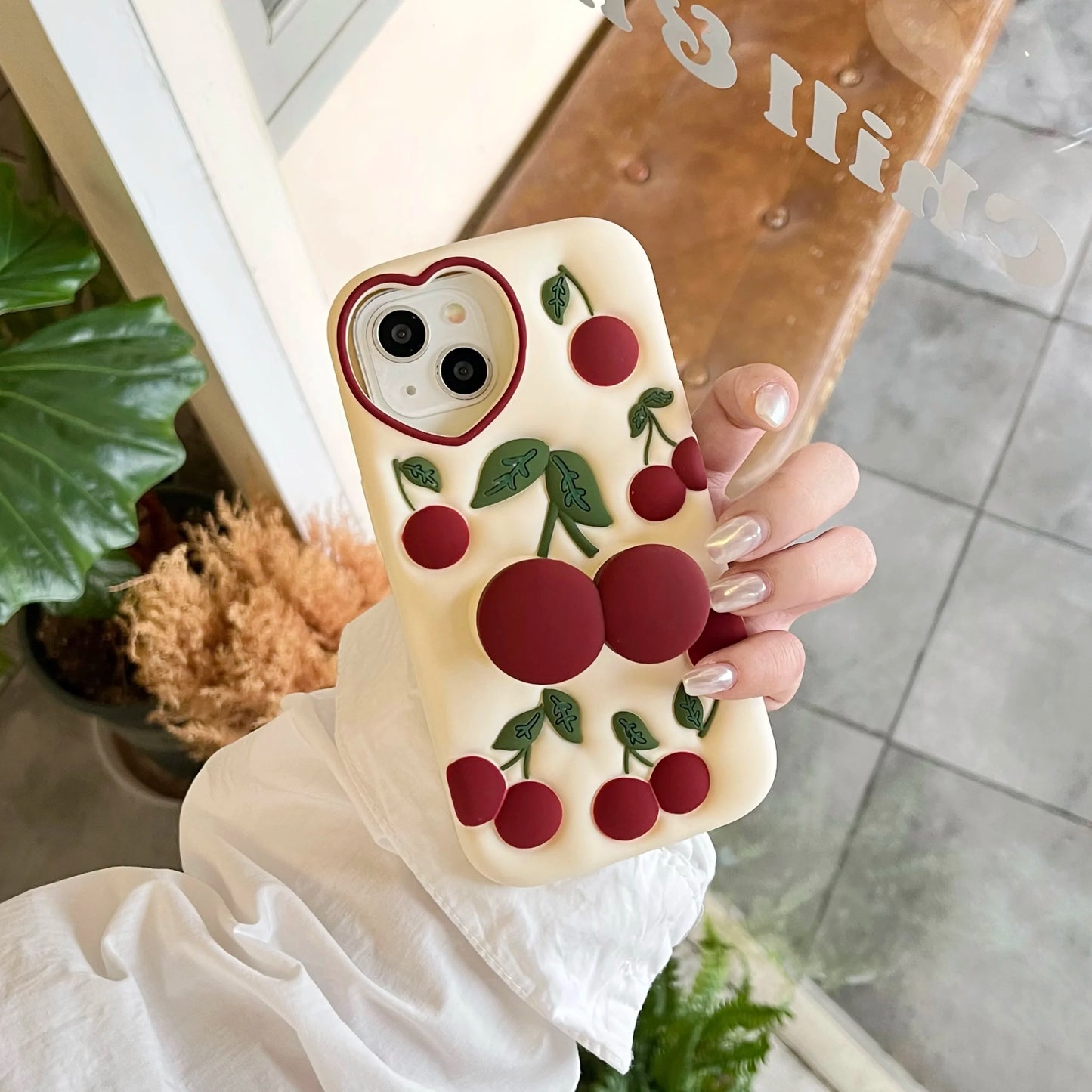 3D Cute Tulips Flower Make Up Mirror Soft Silicone Case for iPhone 15 14 13 12 11 Pro Max Folding Bracket Cherry Puppy Dog Cover