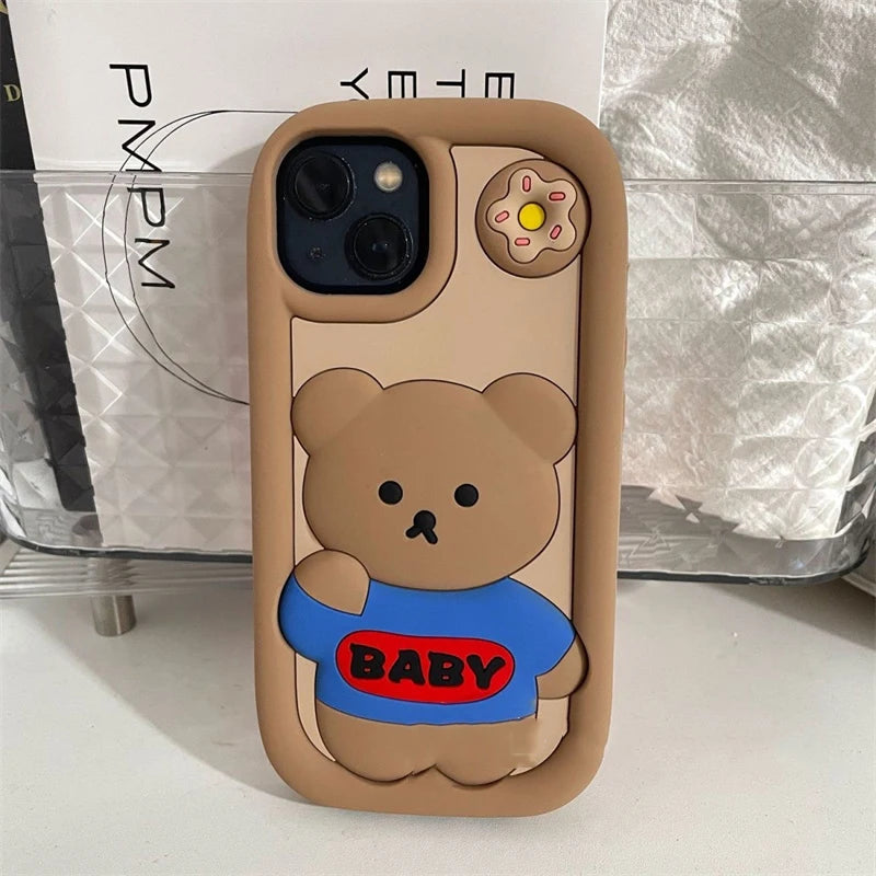 Cute Phone 3D Cartoon Silicone Cases for Iphone 14 15 Plus 13 12 11 Pro Max 13Pro Xs Max Xr X 7Plus 8Plus Soft Funda
