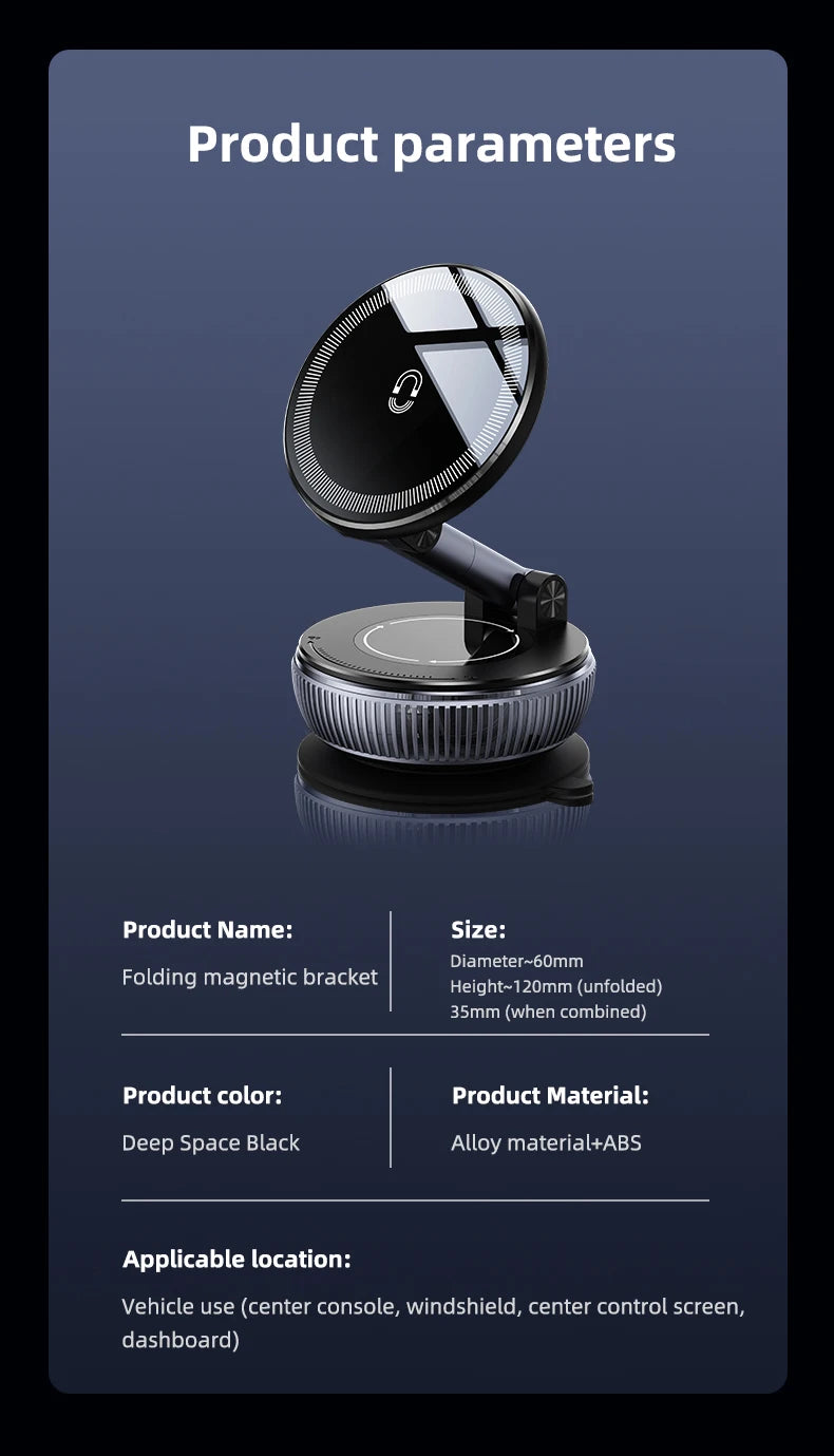 Upgraded Vacuum Magnetic Phone Holder Stand, for Magsafe Suction Cup Phone MountAdjustable Swivel Lock, for Your Car/Gym/Mirror