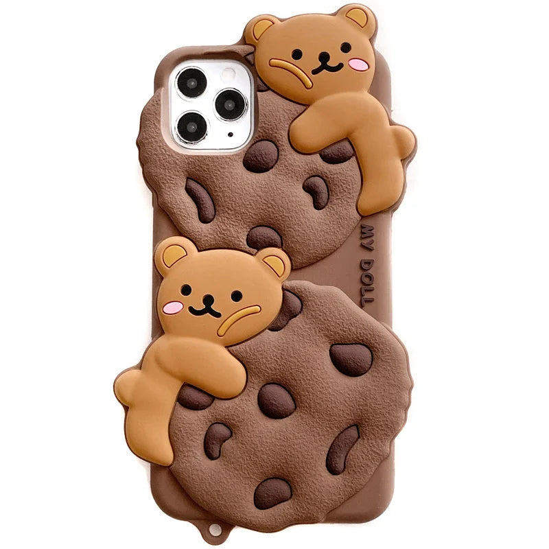 Cute Phone 3D Cartoon Bear Girls Silicone Cases for Iphone 14 15 Plus 13 12 11 Pro Max 13Pro Xs Max Xr X 7Plus 8Plus Soft Funda