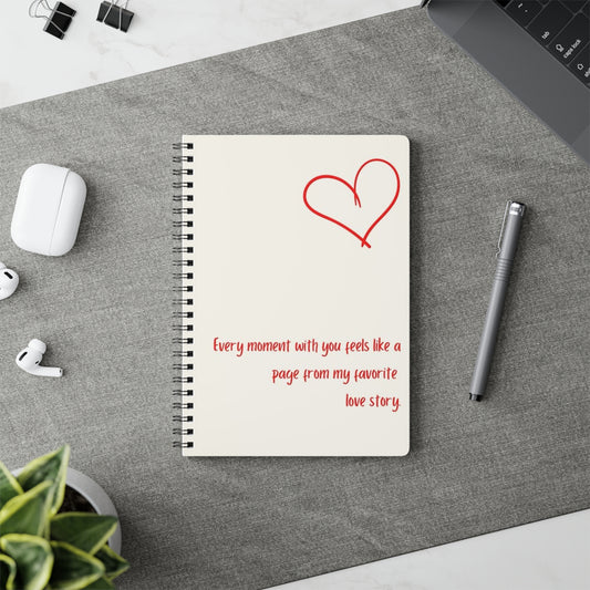 Romantic Wirobound Notebook, Love Story Journal, A5 Softcover for Couples, Gifts for Her, Valentine's Day, Wedding Planner, Writing