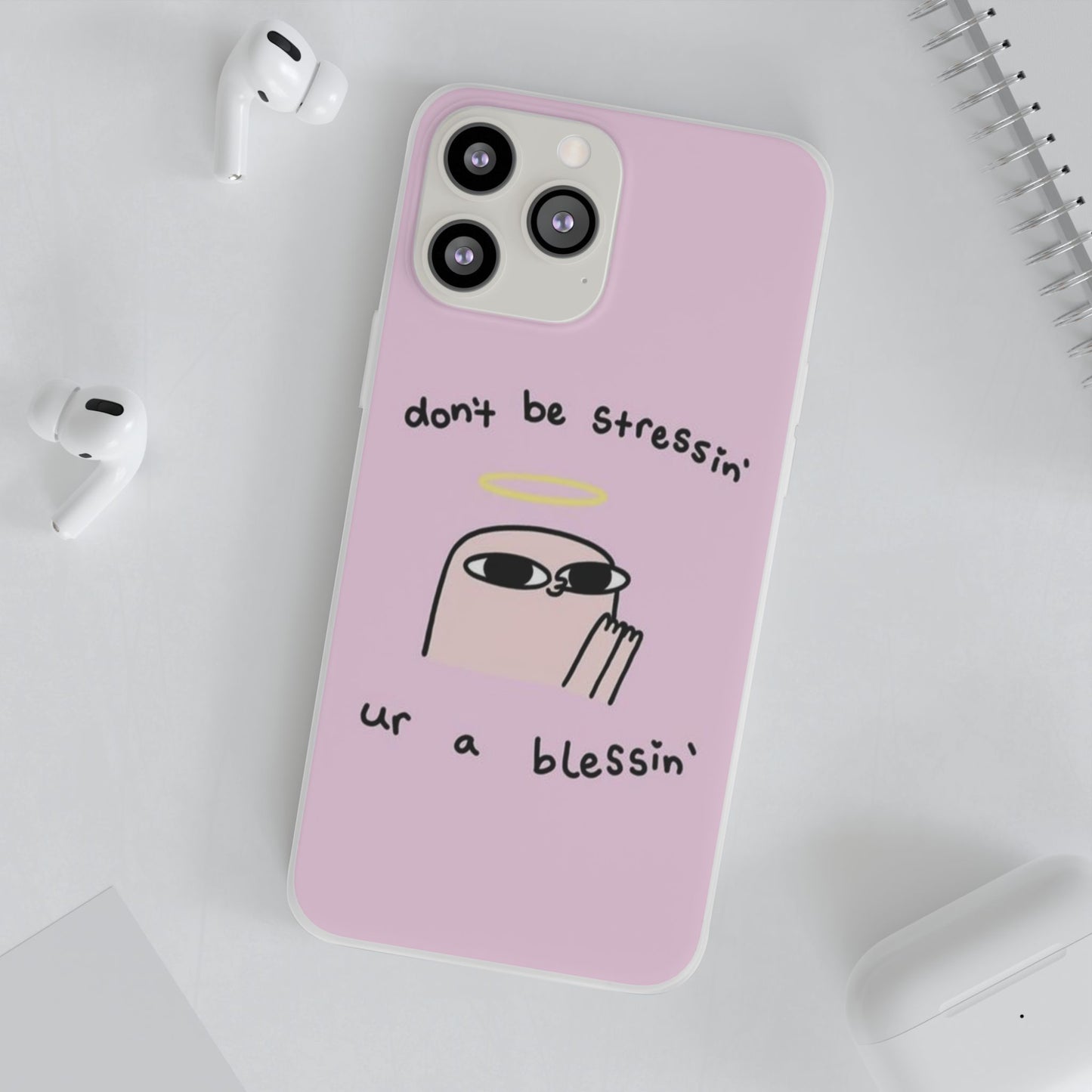 Cute Stress Relief Phone Case, Motivational Flexi Case, Gift for Friends, Phone Cover, Modern Art Case