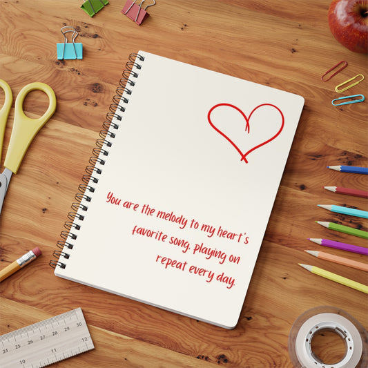 Heartfelt Wirobound Softcover Notebook, A5 | Perfect for Journaling, Love Notes, Gifts for Her, Creative Writing, Valentine's Day