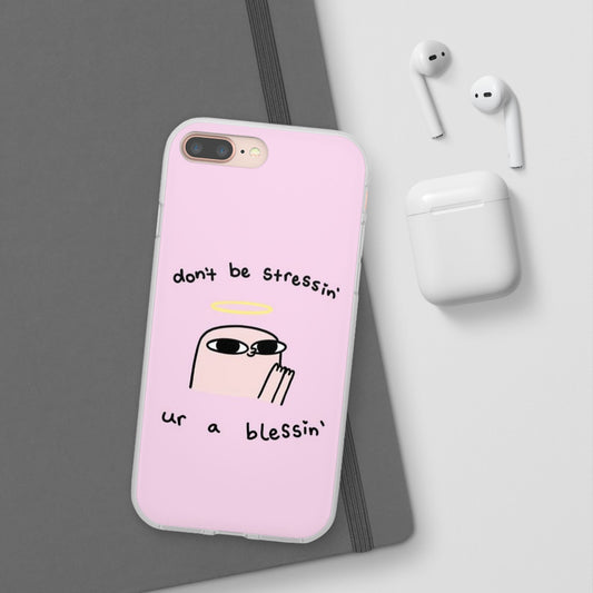Cute Stress Relief Phone Case, Motivational Flexi Case, Gift for Friends, Phone Cover, Modern Art Case
