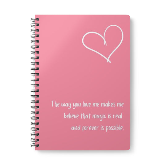 Magic of Love Wirobound Notebook, Heart Design Journal, Cute Gift for Couples, Personal Diary, Valentine’s Day Essential