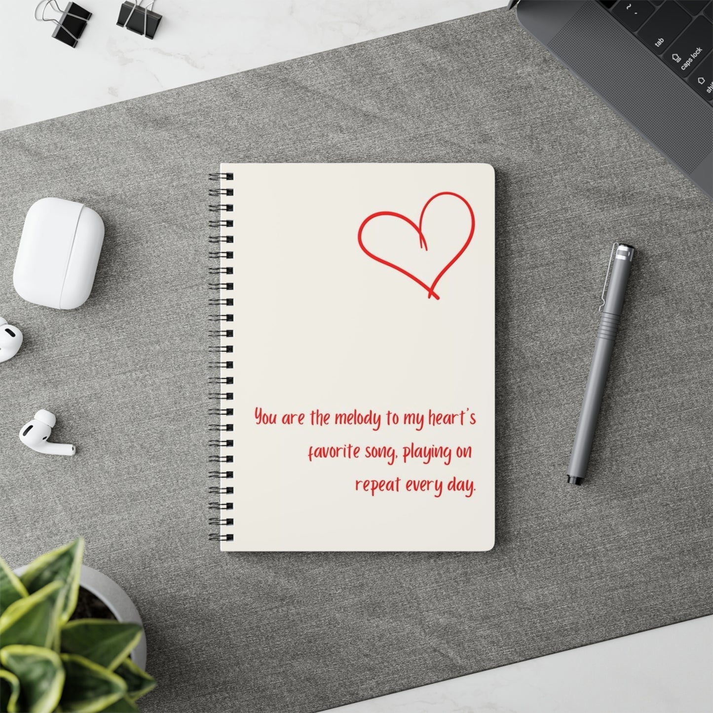 Heartfelt Wirobound Softcover Notebook, A5 | Perfect for Journaling, Love Notes, Gifts for Her, Creative Writing, Valentine's Day