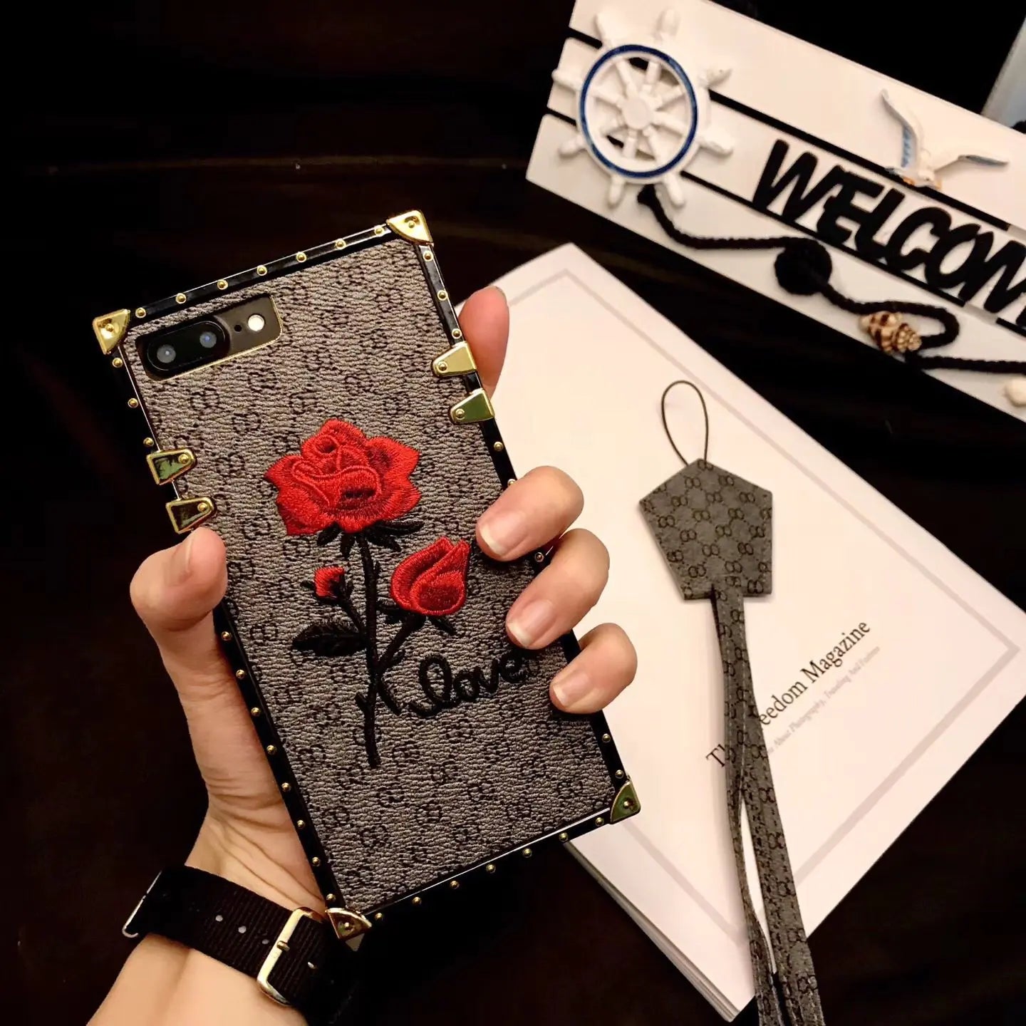 3D Rose Embroidered Phone Cases for Apple iPhones