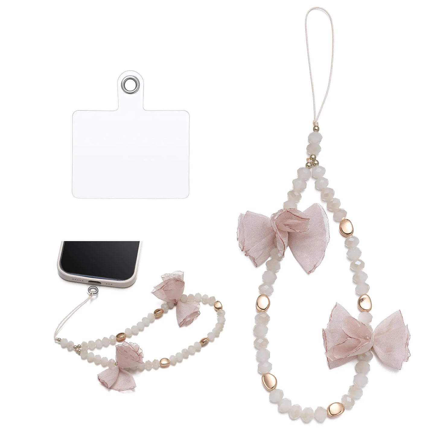 JURYLOO Beaded Phone Charm Hands-Free Phone Wrist Strap Detachable Cell Phone Lanyard Flower Tassel Phone Strap for Women