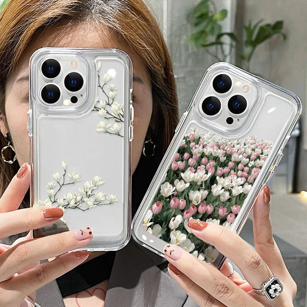 Case For iPhone 11 Case iPhone 17 Pro Max Case For iPhone 16 Pro 12 14 13 15 Pro Max XR XS 7 8 15 Plus Cover Flower Soft Fundas