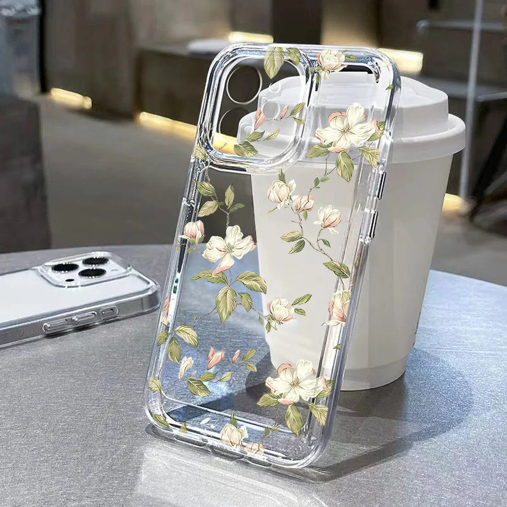 Case For iPhone 11 Case iPhone 17 Pro Max Case For iPhone 16 Pro 12 14 13 15 Pro Max XR XS 7 8 15 Plus Cover Flower Soft Fundas