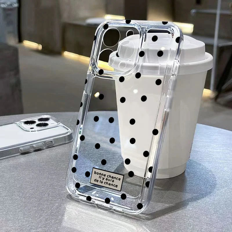 Cute Cartoon Love Heart Phone Case For iPhone 16 17 Air Pro Max 14 12 13 11 15 Case Mini 7 8 Plus Transparent Soft Cover