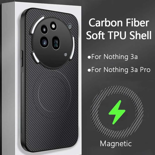 Carbon Fiber Magnetic Case For Phone 3a / Pro Ultra Thin Hard Matte Back Camera Protector Shockproof TPU Bumper Shell