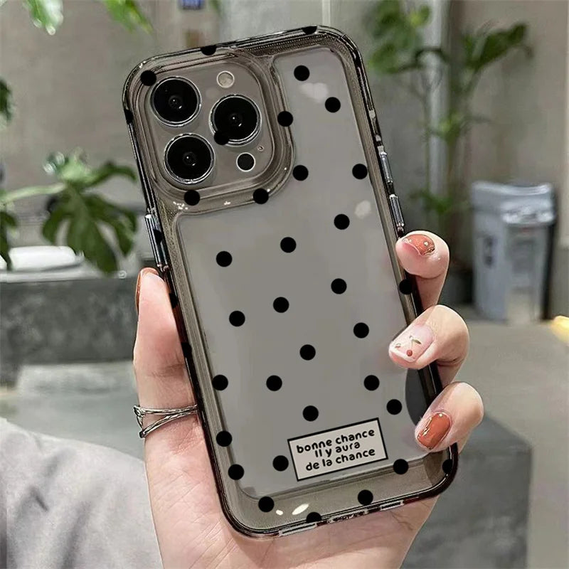 Cute Cartoon Love Heart Phone Case For iPhone 16 17 Air Pro Max 14 12 13 11 15 Case Mini 7 8 Plus Transparent Soft Cover