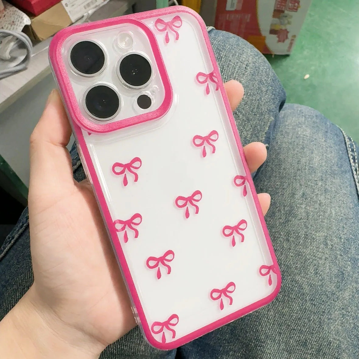 Bowknot Phone Case or iPhone 16 15 14 13 12 Pro Max Cute Soft Clear Bowknot Case Candy Cover