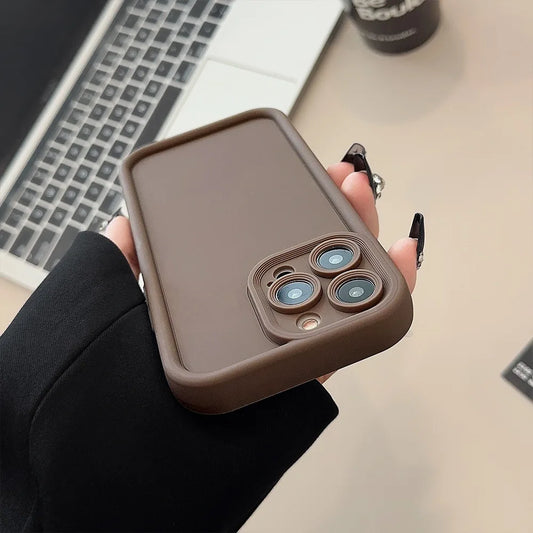Beige Brown Black Stylish Phone Case for iPhone 15 14 13 12 11 Pro Max Plus 7 8 SE X XR XS Max, Slim Protective Shockproof Cover