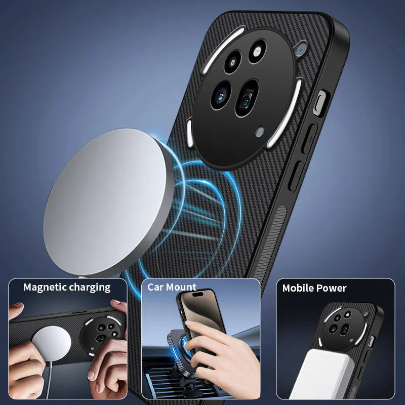 Carbon Fiber Magnetic Case For Phone 3a / Pro Ultra Thin Hard Matte Back Camera Protector Shockproof TPU Bumper Shell