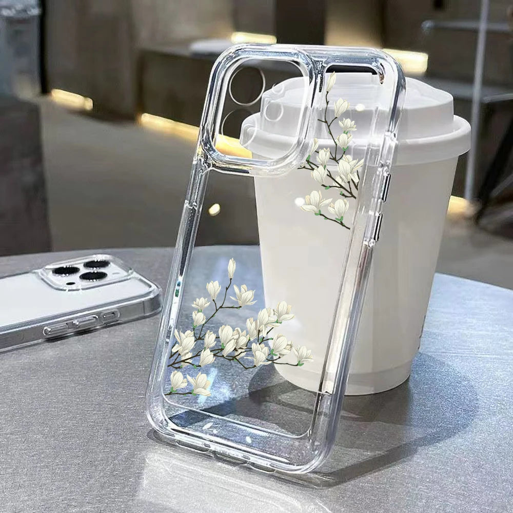 Case For iPhone 11 Case iPhone 17 Pro Max Case For iPhone 16 Pro 12 14 13 15 Pro Max XR XS 7 8 15 Plus Cover Flower Soft Fundas