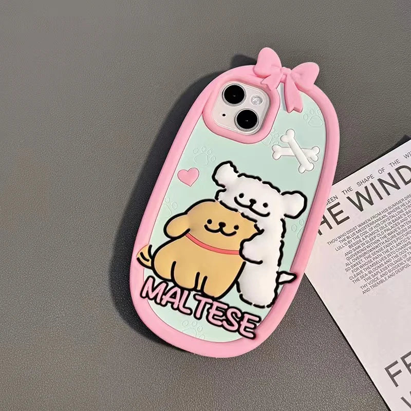 Cute Phone 3D Cartoon Bear Girls Silicone Cases for Iphone 14 15 Plus 13 12 11 Pro Max 13Pro Xs Max Xr X 7Plus 8Plus Soft Funda
