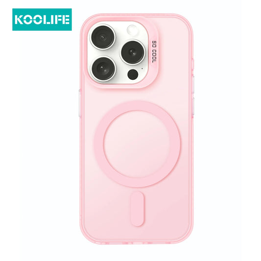 Koolife with Magnetic Mobile Phone Protective Case Imd Craft Model Electroplated Button for iPhone 11 12 13 14 15 16 Pro Max