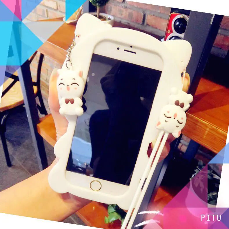 Cartoon Lucky Cat iPhone and Oppo Phone Cases